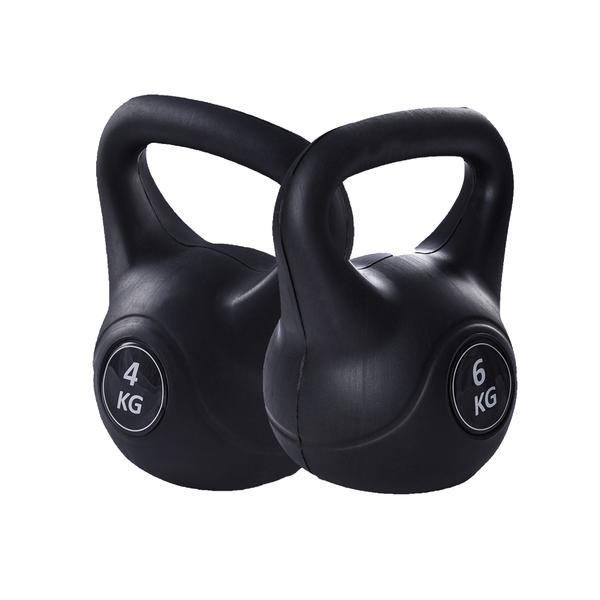 Imagem de Kit 2 Pesos Kettlebell para Treino Funcional 4kg e 6kg