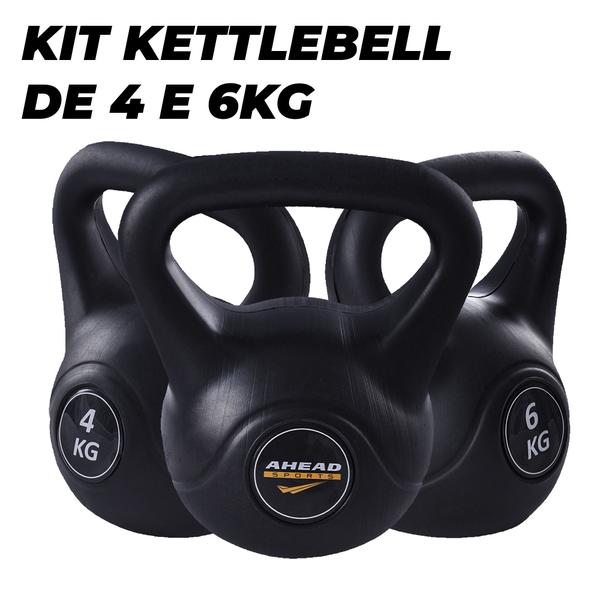 Imagem de Kit 2 Pesos Kettlebell para Treino Funcional 4kg e 6kg