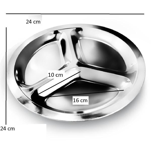 Imagem de kit 2 Petisqueira redonda de aço inox para servir com 3 divisões