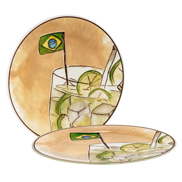 Imagem de Kit 2 petisqueiras de vidro caipirinha bandeira prato 18 cm