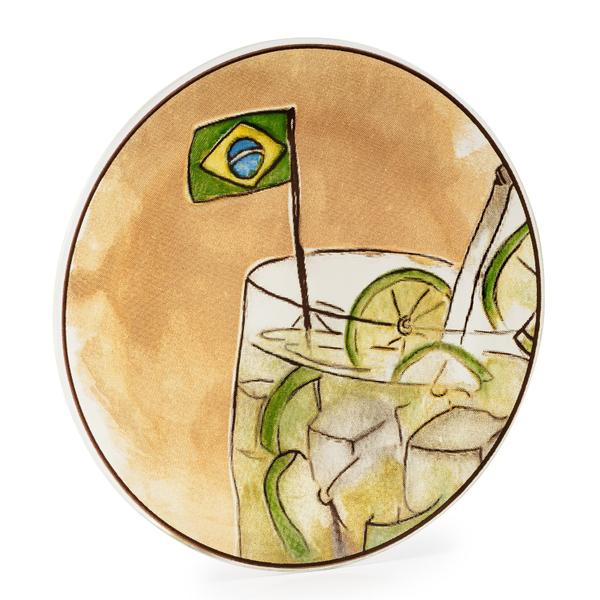 Imagem de Kit 2 petisqueiras de vidro caipirinha bandeira prato 18 cm