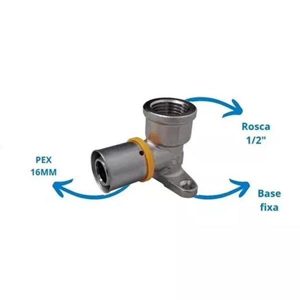 Imagem de Kit 2 Pex Para Gás - Cotovelo Com Base Fixa 16mm - 1/2