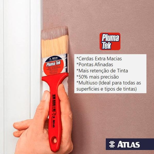 Imagem de Kit 2 Pincel Trincha Pintura Atlas At315 3 Polegadas Extra Macia PlumaTek Parede Madeira Esmalte