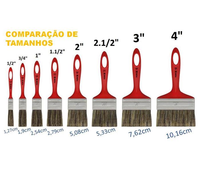 Kit 2 Pincel Trinchas Para Pintura Tigre Media 500 1/2 Polegada Cerda Gris Parede Látex Acrílico Imagem de Kit 2 Pincel Trinchas Para Pintura Tigre Media 500 1/2 Polegada Cerda Gris Parede Látex Acrílico