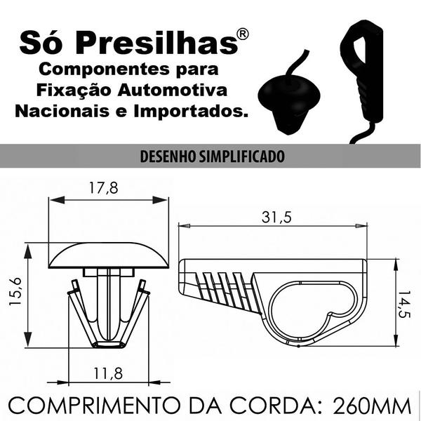 Imagem de Kit 2 Pinos Com Cordão Para Tampão Porta Malas Palio Attractive Essence ELX G4 2008 2009 2010 2011