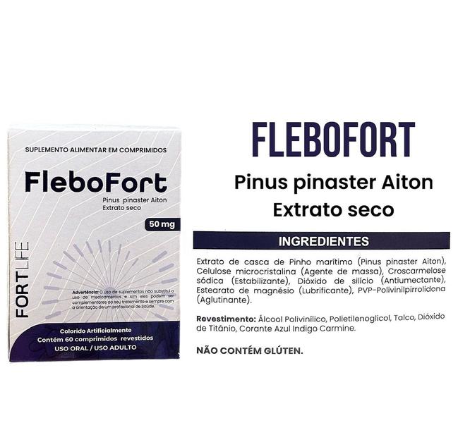 Kit 2 Pinus Pinaster Aiton Flebofort 60 Comprimidos Fortlife Imagem de Kit 2 Pinus Pinaster Aiton Flebofort 60 Comprimidos Fortlife