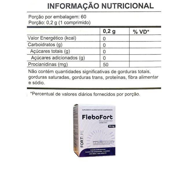 Kit 2 Pinus Pinaster Aiton Flebofort 60 Comprimidos Fortlife Imagem de Kit 2 Pinus Pinaster Aiton Flebofort 60 Comprimidos Fortlife