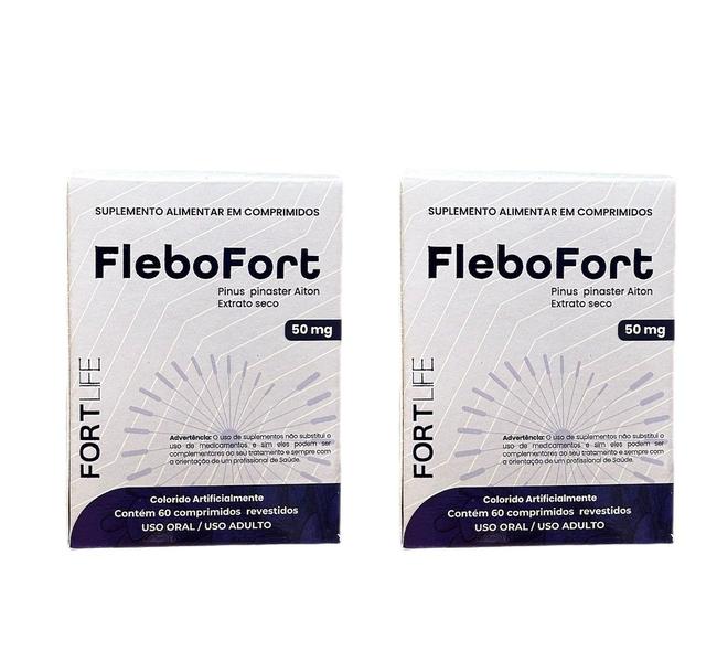 Kit 2 Pinus Pinaster Aiton Flebofort 60 Comprimidos Fortlife Imagem de Kit 2 Pinus Pinaster Aiton Flebofort 60 Comprimidos Fortlife