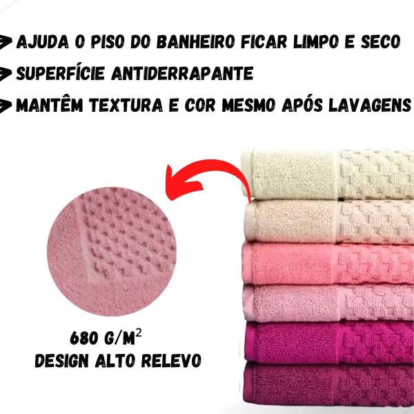 Imagem de Kit 2 Piso Toalha Para Banheiro Dohler Prime Felpudo Jacquard 680g/m² 50x70cm