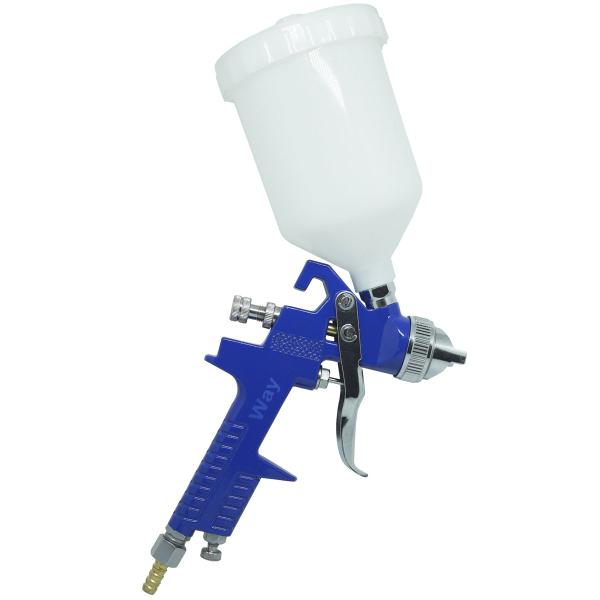 Imagem de Kit 2 Pistola Pintura Gravidade Profissional HVLP 2 Bicos 1,4 1,7mm 600ml Importway IWPPHVLP-2B Azul