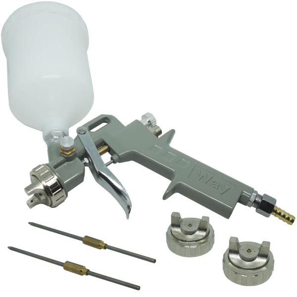 Imagem de Kit 2 Pistolas Pintura Gravidade Convencional Profissional 3 Bicos 1,2 1,5 1,8mm Importway IWPPG-3B