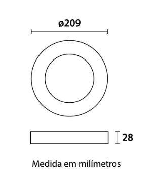 Imagem de kit 2 Placa De Led 18w Sobrepor Redonda Branco Quente 3000k