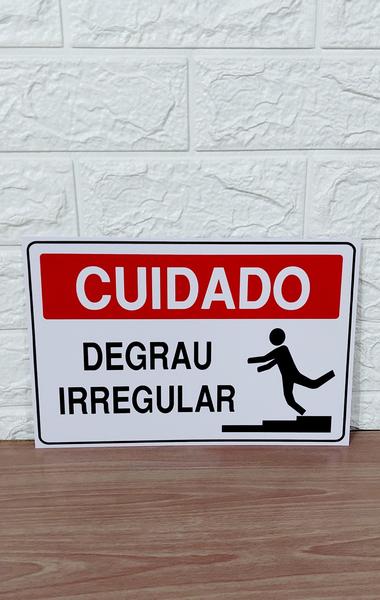 Imagem de kit 2 Placa DE Sinalização CUIDADO DEGRAU IRREGULAR 20 X 30