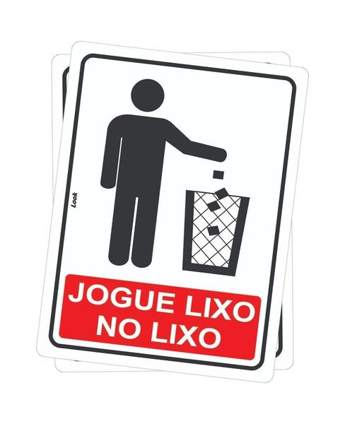 Imagem de Kit 2 Placa Sinalização Aviso Jogue Lixo no Lixo Lixeira