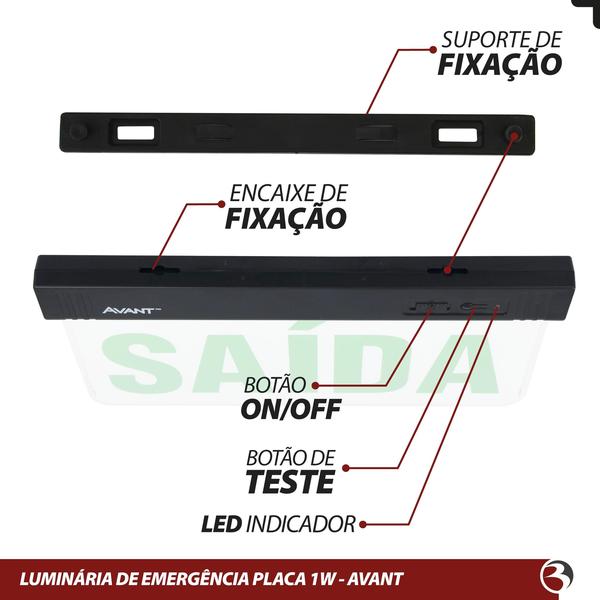 Imagem de Kit 2 Placa Sinalização Saída 6000k Led 2 Lados Bivolt 1w Verde - Avant