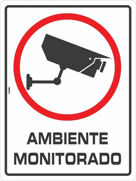 Imagem de Kit 2 Placas de Sinalização - Ambiente Monitorado por Câmeras de Segurança  Aviso de Vigilância e Proteção