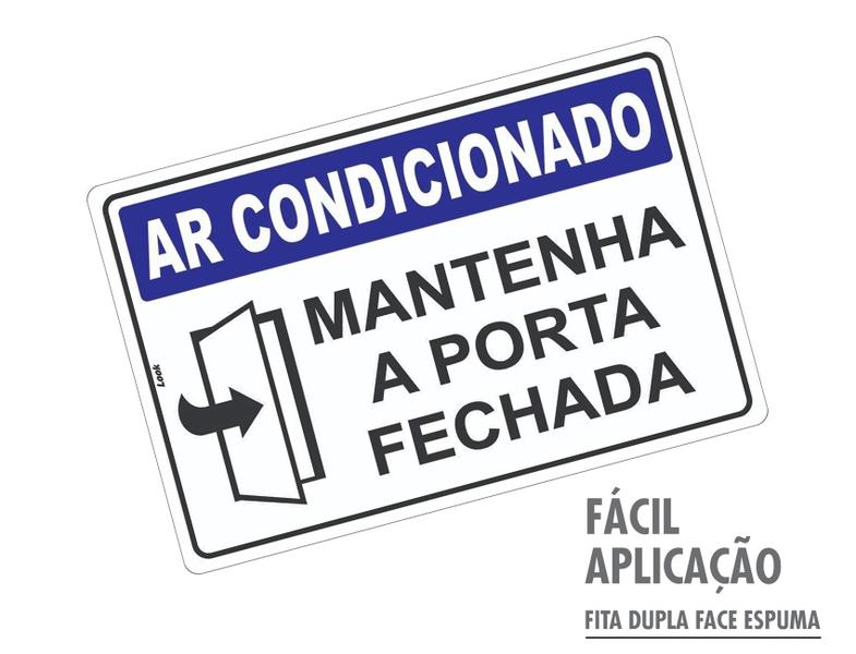 Imagem de kIT 2 Placas de Sinalização Ar Condicionado Mantenha a Porta Fechada