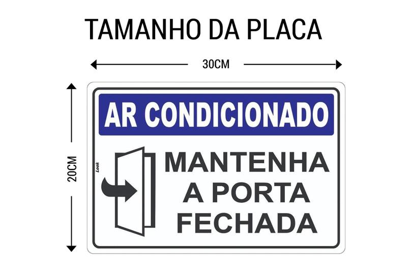 Imagem de kIT 2 Placas de Sinalização Ar Condicionado Mantenha a Porta Fechada