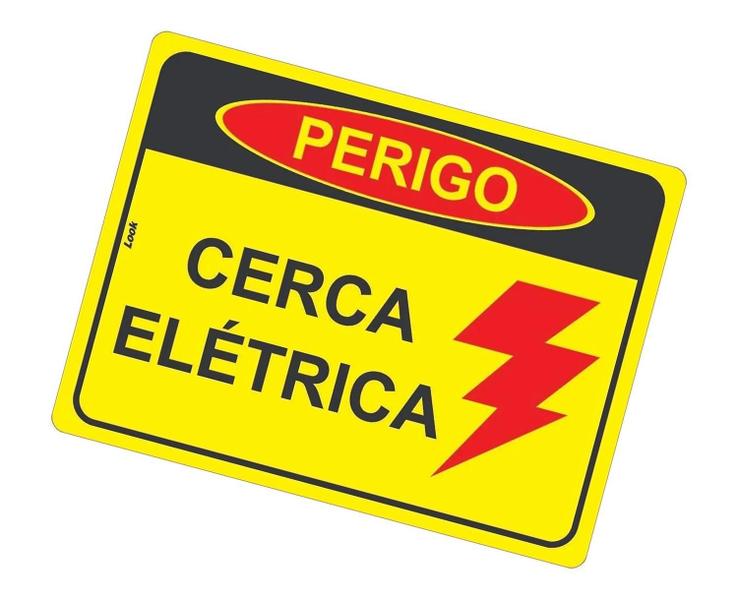 Imagem de Kit 2 Placas de Sinalização - Aviso de Perigo: Cerca Elétrica e Risco de Choque  15x20cm