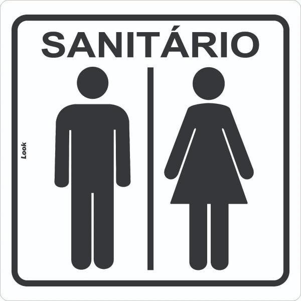 Imagem de Kit 2 Placas de Sinalização Banheiro Unissex - Sanitário para Homem e Mulher  Acesso Conjunto e Confortável