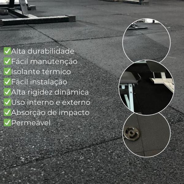 Kit 2 Placas Piso Emborrachado para Academia - 50X50Cm - Kapazi Imagem de Kit 2 Placas Piso Emborrachado para Academia - 50X50Cm