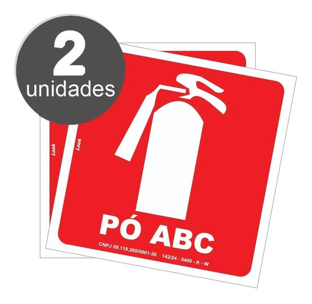 Imagem de kit 2 Placas Sinalização ABC Emergência Extintor Pó Químico Fotoluminescente 