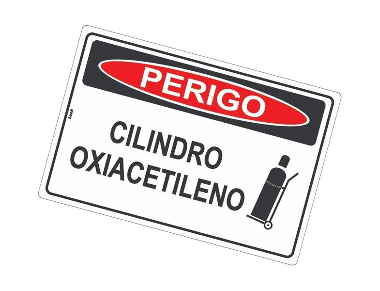 Imagem de Kit 2 Placas Sinalização Perigo Cilindro de Oxiacetileno Solda