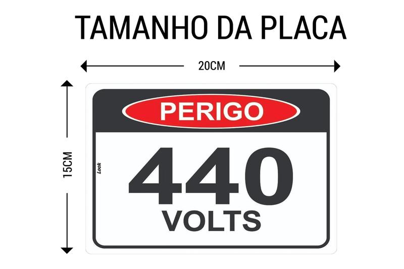 Imagem de Kit 2 Placas Sinalização Perigo Energia Elétrica 440 Volts Voltagem