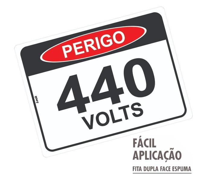 Imagem de Kit 2 Placas Sinalização Perigo Energia Elétrica 440 Volts Voltagem