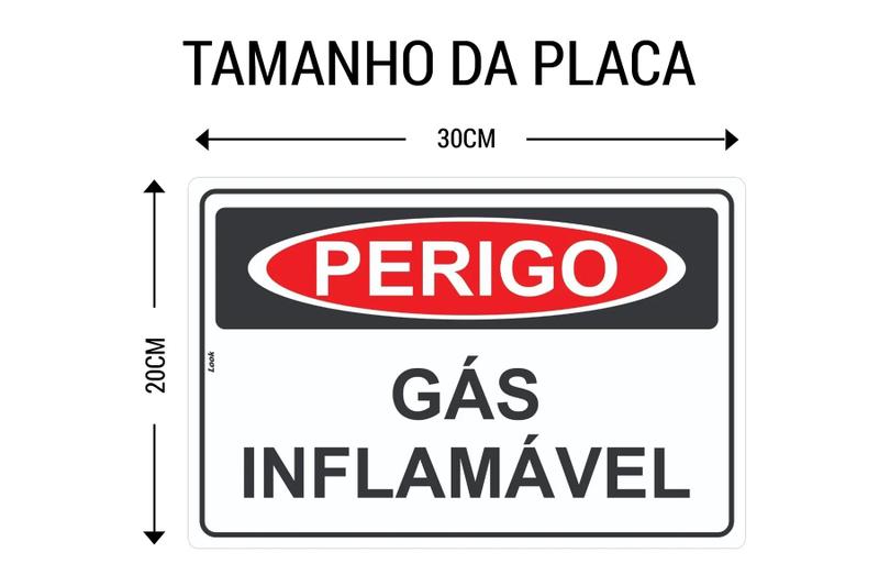 Imagem de Kit 2 Placas Sinalização Perigo Gás Inflamável Botijão Fogo Risco