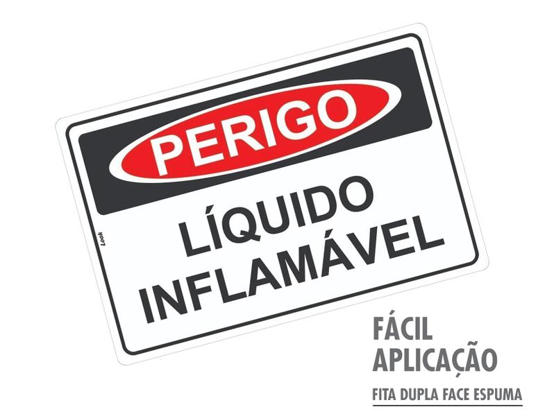 Imagem de Kit 2 Placas Sinalização Perigo Liquido Inflamável