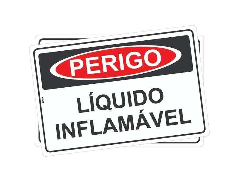 Imagem de Kit 2 Placas Sinalização Perigo Liquido Inflamável