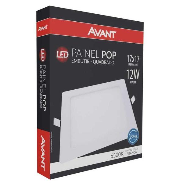 Imagem de Kit 2 Plafon Led Quadrado Embutir 17X17 Painel 12W 6500k Avant