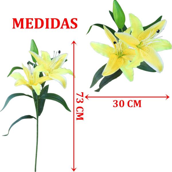 Imagem de Kit 2 Plantas Artificiais Enfeite Lírio Amarelo Jardim 73cm