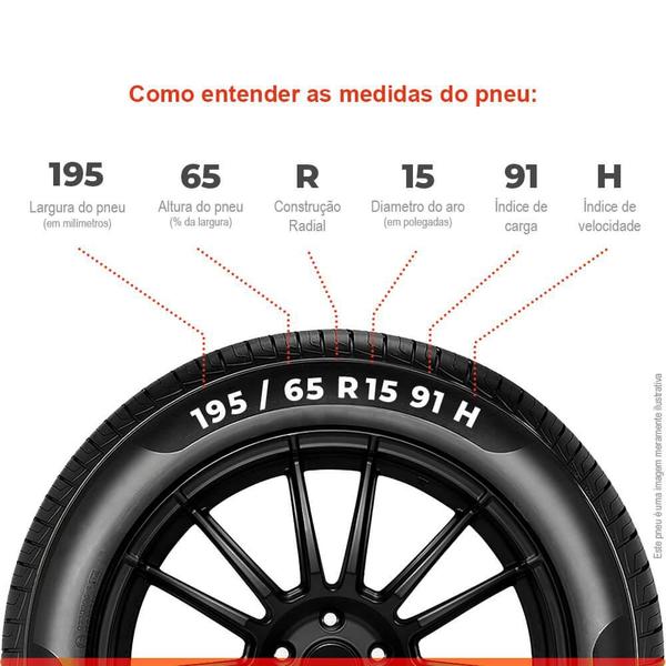 Imagem de Kit 2 Pneu Aro 15 195/65R15 Pirelli 91H TL Cinturato P1