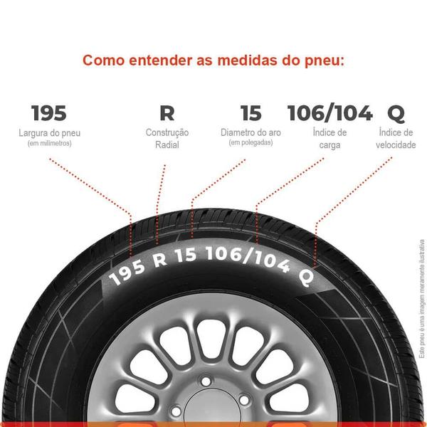 Imagem de Kit 2 Pneu Aro 15 195R15 Durable 8PR 106/104Q TL Carga 4