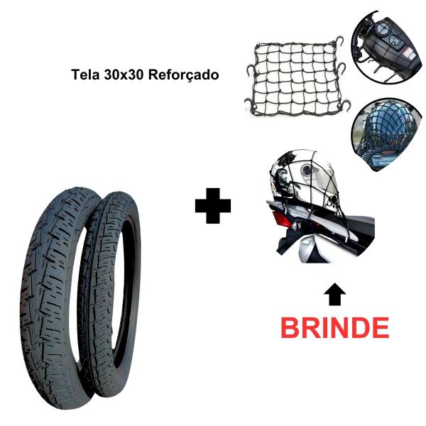 Imagem de Kit 2 Pneus 90/90-18 + 2.75-18 p/ Moto Titan CG  Fan Start YBR + BRlNDE (REDINHA)