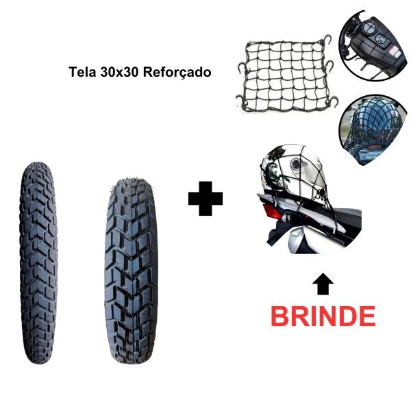 Imagem de Kit 2 Pneus XTZ 125 XT 225 XRE 300 120/80-18 + 90/90-21 + BRlNDE (REDINHA)