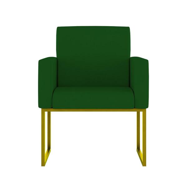 Imagem de Kit 2 Poltrona Cadeira Decorativa Recepção Base Ferro Dourado