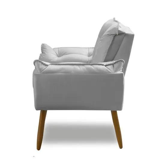 Imagem de Kit 2 Poltrona Cinza Claro decorativa opala confortável para sala quarto recepção suede luxo