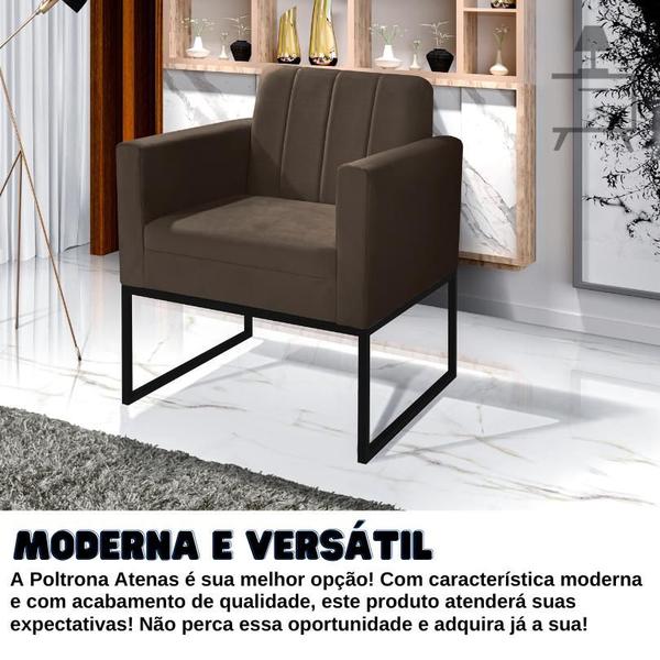 Imagem de Kit 2 Poltrona Decorativa Atenas com Base de Ferro