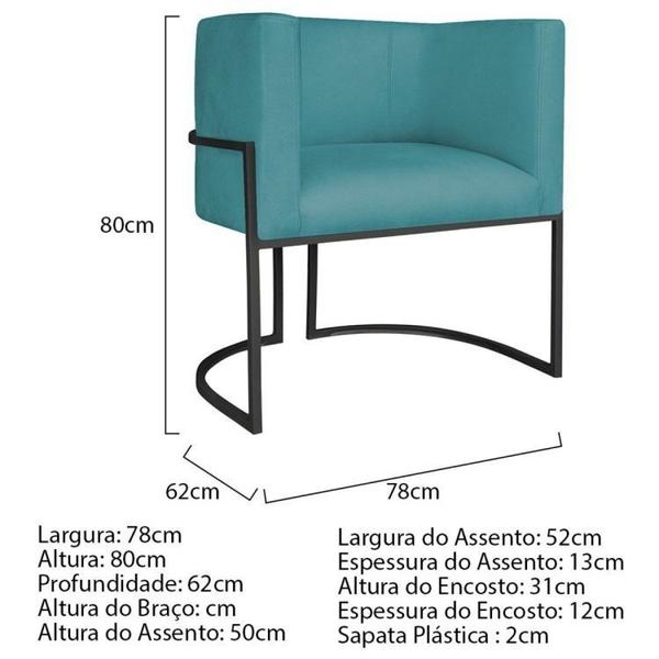 Imagem de Kit 2 Poltrona Decorativa Base de Ferro Suede Munique