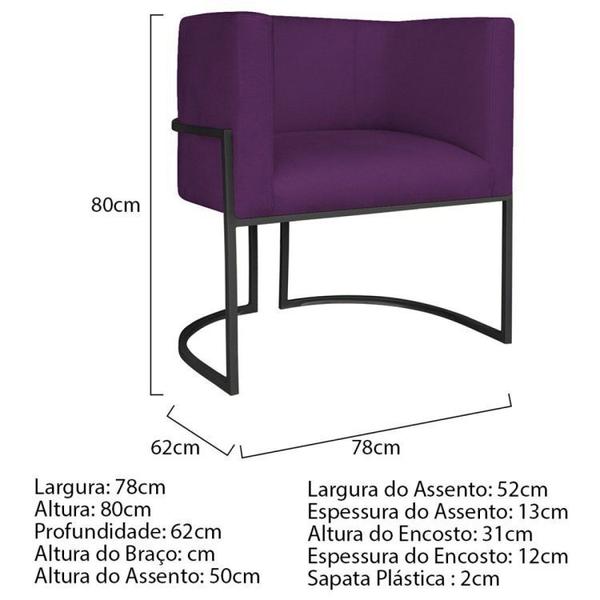 Imagem de Kit 2 Poltrona Decorativa Base de Ferro Suede Munique