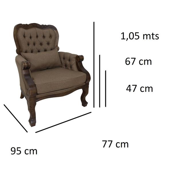 Imagem de Kit 2 Poltrona Decorativa Clássica Imperador Linho Marrom e Cappuccino