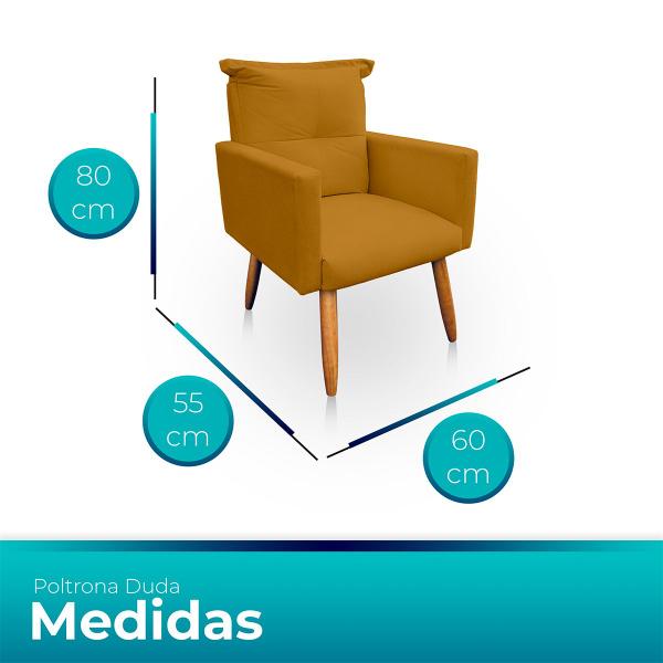 Imagem de Kit 2 Poltrona Decorativa Duda com Puff New para Sala e Quarto Suede - Jylcrom