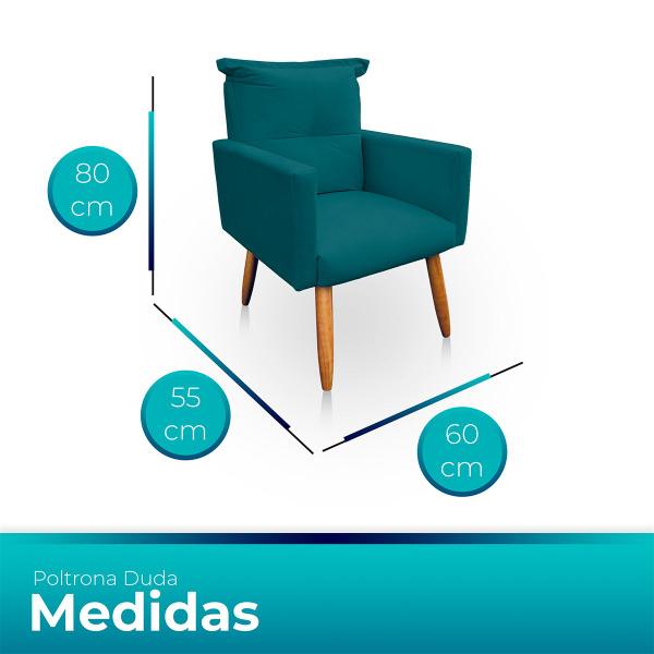 Imagem de Kit 2 Poltrona Decorativa Duda com Puff New para Sala e Quarto Suede - LH Decor