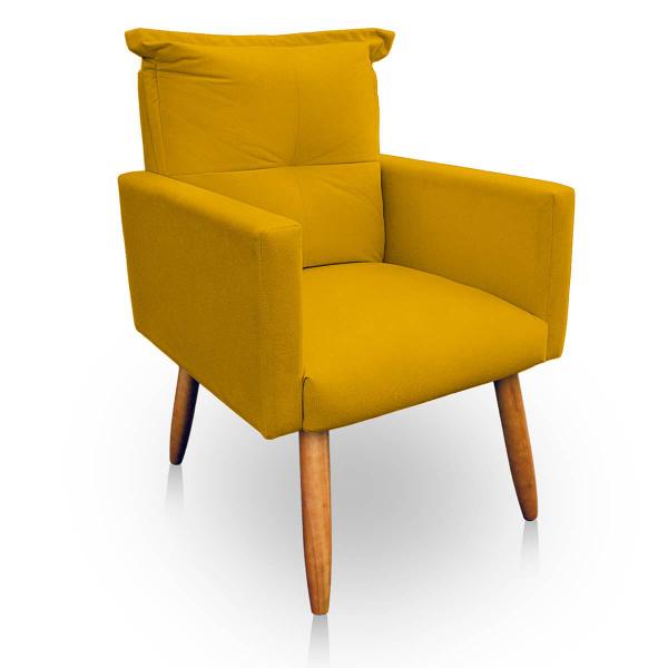 Imagem de Kit 2 Poltrona Decorativa Duda para Sala e Quarto Suede Amarelo- Jylcrom