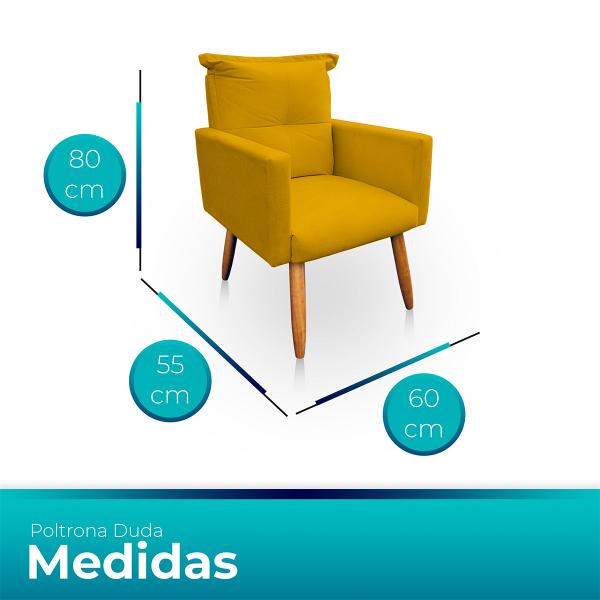 Imagem de Kit 2 Poltrona Decorativa Duda para Sala e Quarto Suede Amarelo- Jylcrom