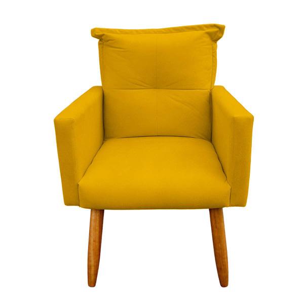 Imagem de Kit 2 Poltrona Decorativa Duda para Sala e Quarto Suede Amarelo- LH Decor