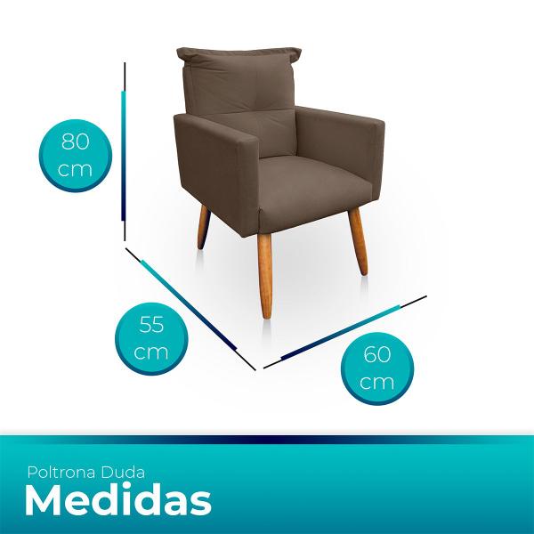 Imagem de Kit 2 Poltrona Decorativa Duda para Sala e Quarto Suede Capuccino- LH Decor